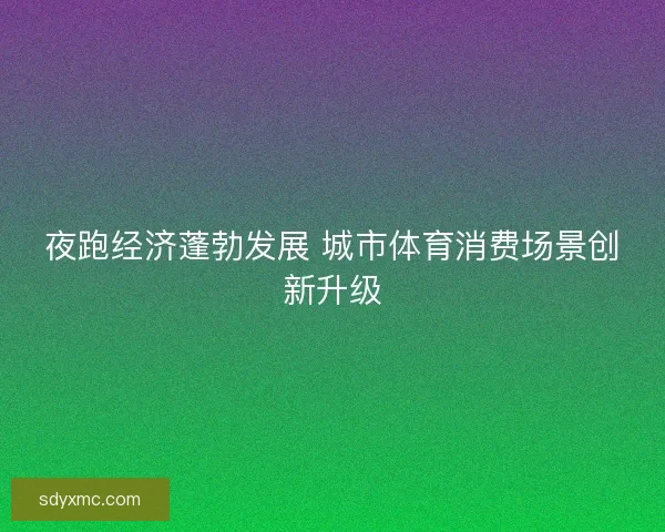 夜跑经济蓬勃发展 城市体育消费场景创新升级