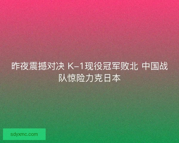 昨夜震撼对决 K-1现役冠军败北 中国战队惊险力克日本
