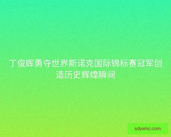 丁俊晖勇夺世界斯诺克国际锦标赛冠军创造历史辉煌瞬间