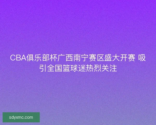 CBA俱乐部杯广西南宁赛区盛大开赛 吸引全国篮球迷热烈关注