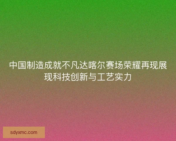 中国制造成就不凡达喀尔赛场荣耀再现展现科技创新与工艺实力